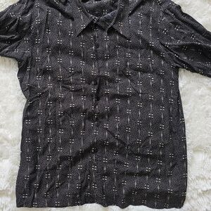 Men's Black Dress Shirt Short Sleevr Marc Edwards Size Large